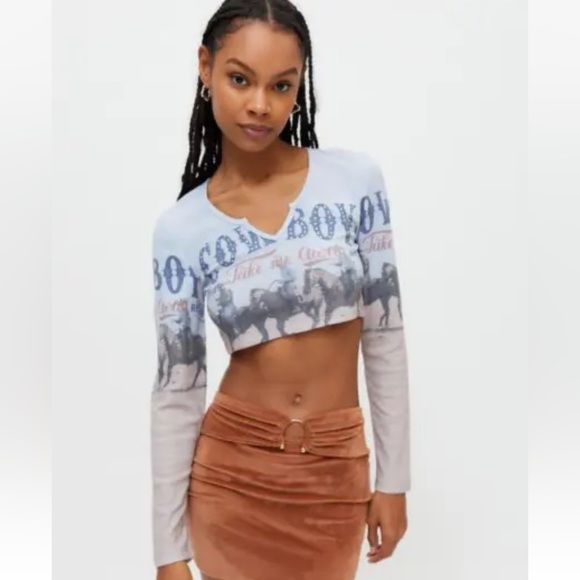 Urban Outfitters Cowboy Studded Long Sleeve
Cropped Top, Medium - Picture 2 of 8